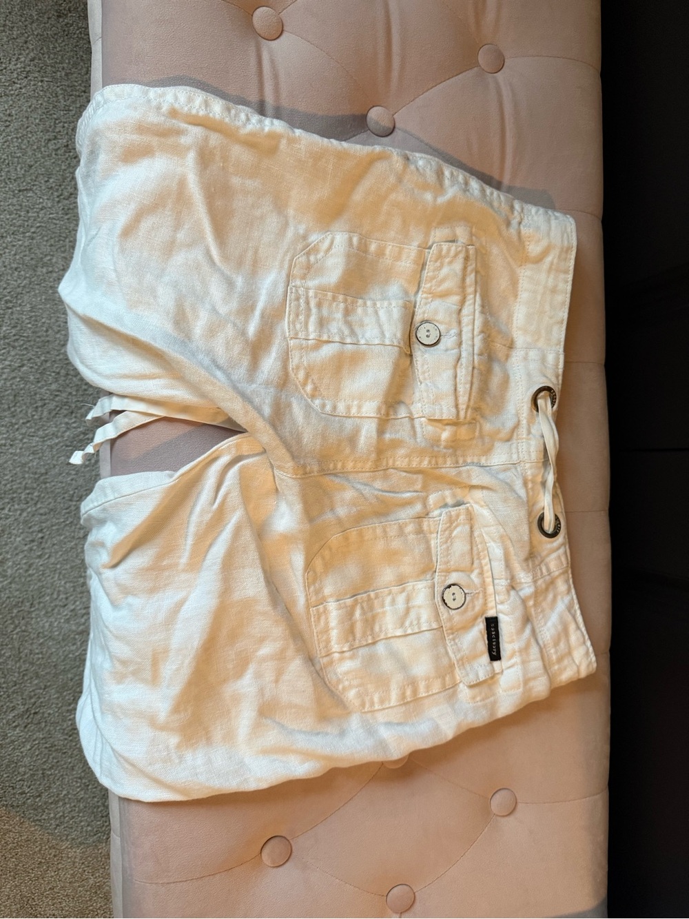 Sanctuary White Linen Cargo Drawstring Pants Sz 26